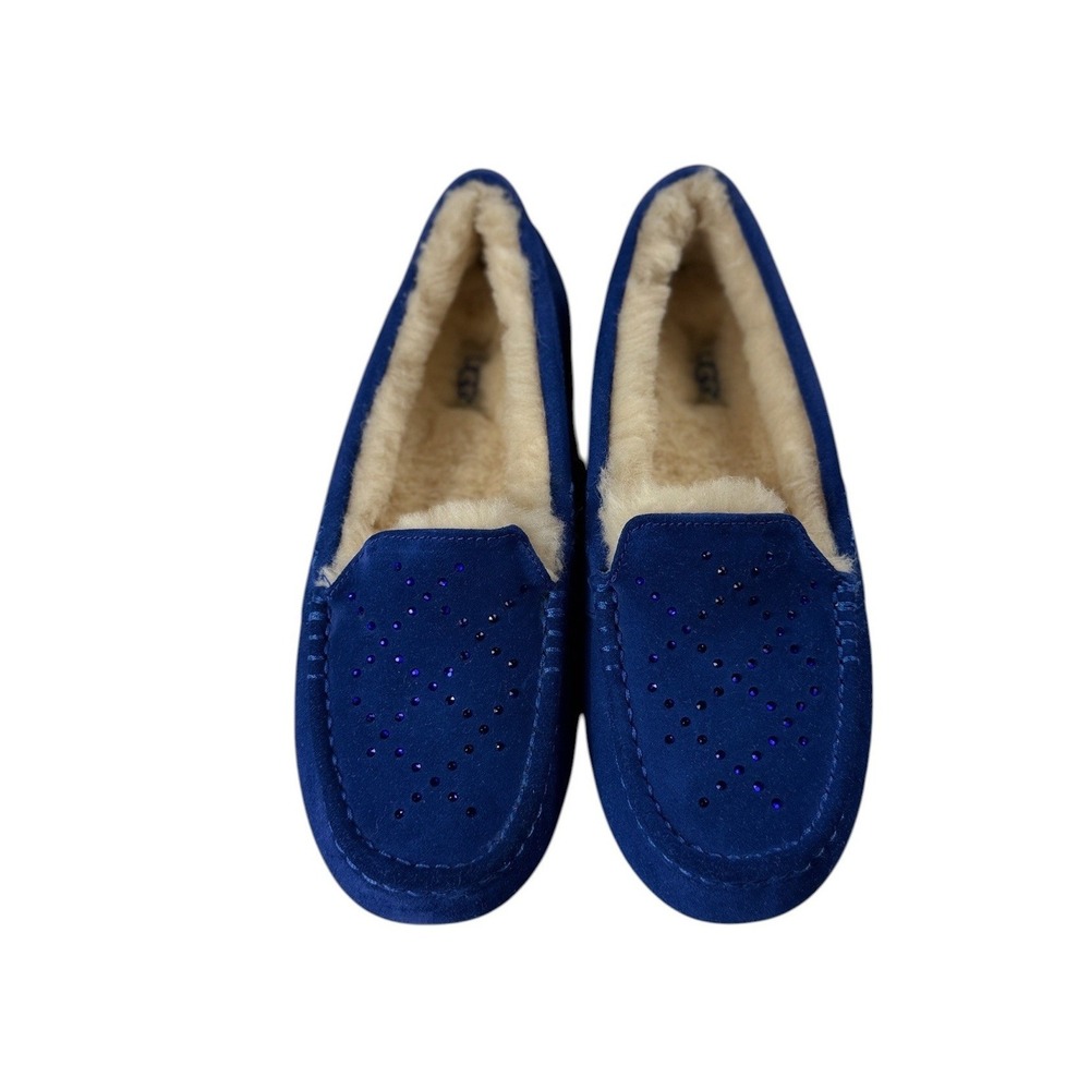 UGG Ansley Crystal Diamond Holiday Night Sky Blue Suede Slippers Mens 11 NEW